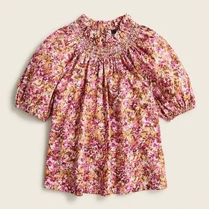 NWT JCrew Smocked Neck Top in Faded Floral